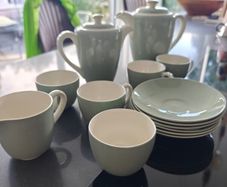 Vintage Poole Pottery Twintone Coffee Set, Ice Green & Seagull
