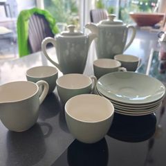 Vintage Poole Pottery Twintone Coffee Set, Ice Green & Seagull