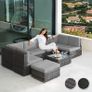 800762 XXL poly rattan seating group Venice, 6 seats 1 table 1 stool with stainless steel screws, extra thick seat cushions - various colors - (grey | No. 402698 Image 2