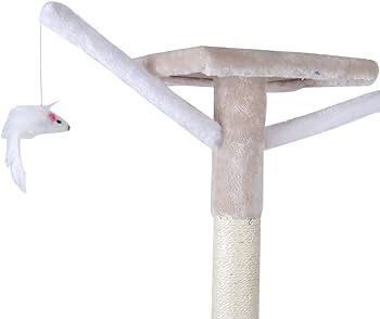 143cm Cat Scratch Posts Multi-Level Stable Cat Climbing Tower Cat Activity Trees with Ladder, Indoor Pet Activity Furniture Play House for Kitty Kitten