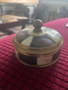 Vintage Brass/Copper/ Mother of Pearl Ring Box