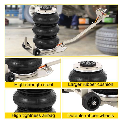 3 Ton Car Triple Bag Air Jack Pneumatic Jack Fast Lifting Height 16 Inch / 40CM for Car Truck Van SUV Auto Repair Tool