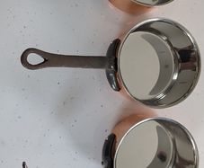 Matching Set of 3 Vintage Bourgeat France Copper Saucepans (14cm)  Stainless Steel Lined