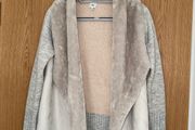 RIVER ISLAND - Grey Cardigan with Suade and Faux Fur  - Size small