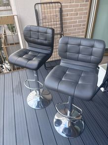 2 Bar Stools - Grey and Black