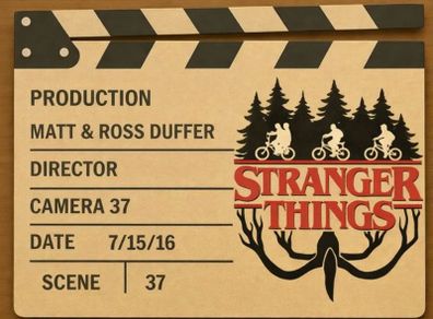Stranger Things display scene clap board