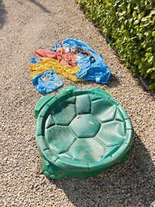 Children's inflatable castle, sand pit