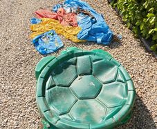 Children's inflatable castle, sand pit