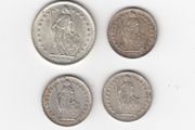 SWISS, HELVETIA, 4 x  83.5% silver coins (no. 385)