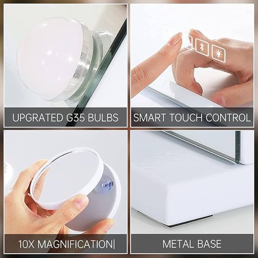 NEW SALE | Hollywood Vanity Cosmetic Mirror For Makeup with Lights, Type-C and USB Output Port, 15 Bulbs 3 Lighting Modes