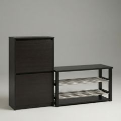 QUICK SALE (BARGAIN): Hallway Shoe Storage Set (Tall 2 - Compartment Cabinet & Matching Shoe Bench) - Excellent Condition (Collectelion D13)