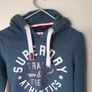 superdry hoodie size xs 19" pit to pit blue like new condition Image 3