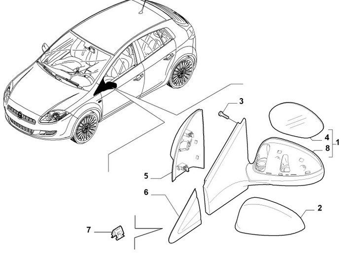 LH Mirror Cap (Fiat Bravo Croma Idea)