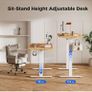 Electric Standing Desk, 120 x 60 cm Height Adjustable Sit Stand Desks with Splice Board and Memory Smart Pannel, Home Office Desk, Light Brown Image 6