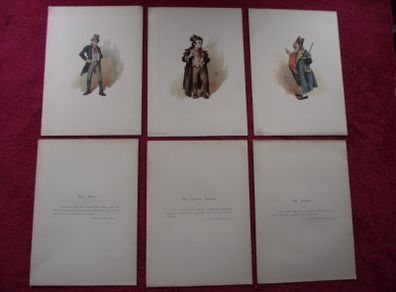 3 X Chromolithographs from The Characters of Dickens by "Kyd" - Raphael Tuck & Sons - London 1889