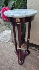 Vintage Pedestal Plant stand Marble top