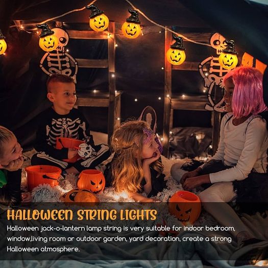 Pumpkin Lights Halloween String Lights Battery Powered Halloween Decoration Pumpkin Lights 16.5ft 20 LED for Halloween Party Indoor Outdoor Home Festival Decoration