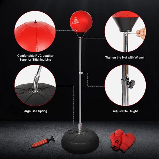 Punching Bag with Stand for Adults Kids, Dprodo Adjustable Speed Reflex Training Bag Plus Boxing Gloves, Workout Punch Set for Home Gym