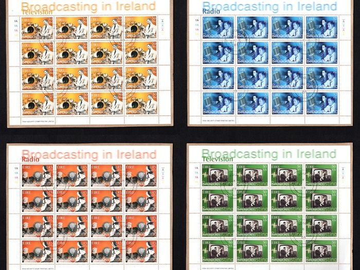 2001 Ireland Broadcasting in Ireland (celebrating television & radio) Commemorative Stamp Sheetlet Plate 1A1A1A1A Fine CDS Used with Dublin cancel of 27th February 2001 First Day of issue