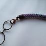 Handmade beaded rope and copper necklace. chaimalle,  purple and green, aventurine and jade Image 2