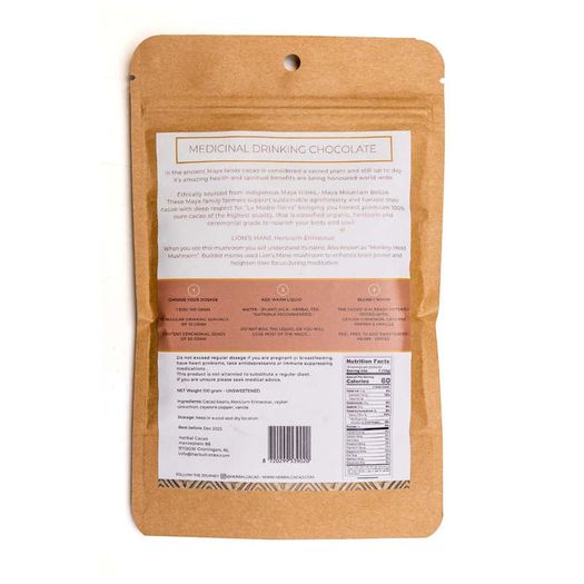 Lions Mane With Ceremonial Cacao Blend - 100 Grams. Brain Power Medicinal Formula. Magical Mushrooms.