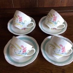 Alfred Meakin 1950s Harvest Bouquet 4 Cups and Saucers