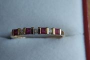 9 carat gold Ruby eternity ring with 7 stones Diamond