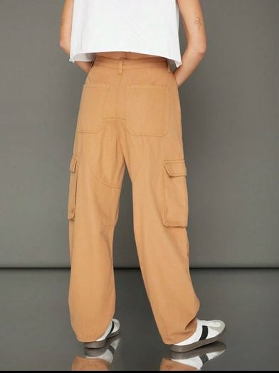 SHEIN WESTFADE Barrel-Leg Cargo Pants (Camel)