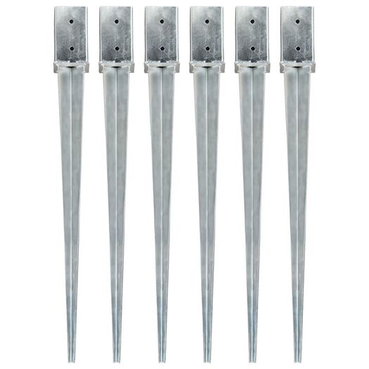 Ground Spikes 6 pcs Silver 8x8x91 cm Galvanised Steel