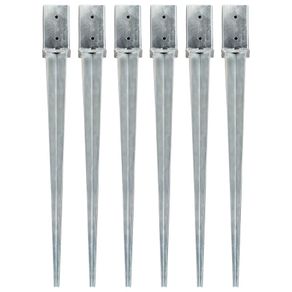 Ground Spikes 6 pcs Silver 8x8x91 cm Galvanised Steel