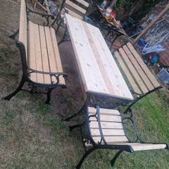 cast irom garden set - bench - table - chairs.