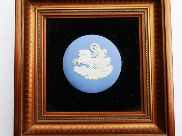 Pair of Framed Wedgwood Blue and White Jasperware Plaques