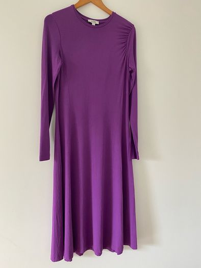 COS  Long-Sleeved Gathered Jersey Midi Dress