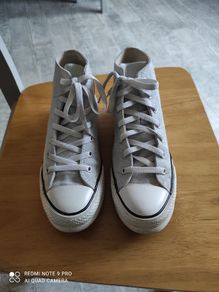Platform silver converse trainers