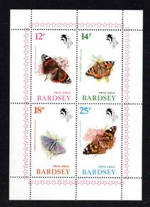 1981 Wales Bardsey Animals (Fauna) Butterflies and Moths (Cinderella Stamps) Mint Never Hinged (MNH)