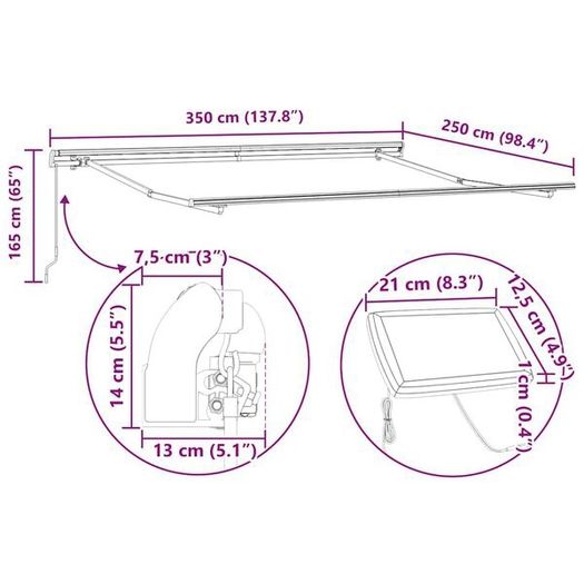 Retractable Awning Manual Multicolour 350 x 250 cm Fabric