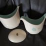 A vintage Taylor, Smith & Taylor "Ever Yours" Boutonniere pattern creamer and covered sugar bowl set Image 5