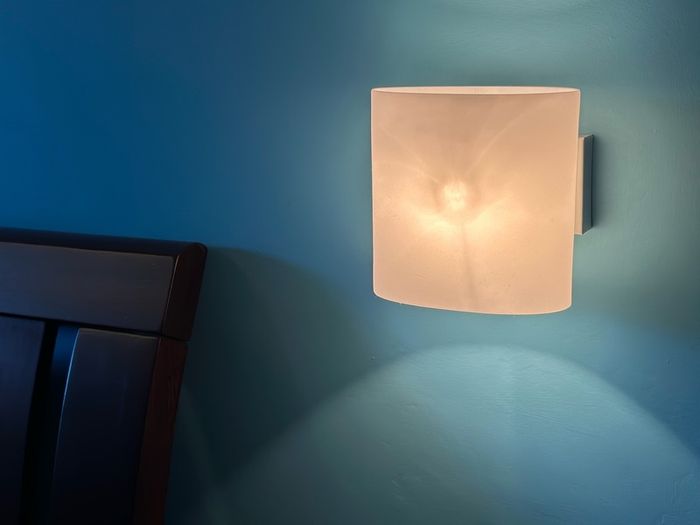 Opaque white oval wall lights x 2