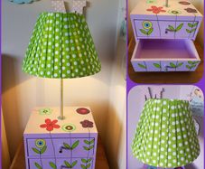 Child's lamp with drawers, hand crafted in Italy.
