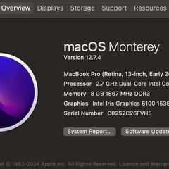 MacBook Pro (Retina, 13-inch, Early 2015) I Latest MacOS Monterey Version 12/7.4
