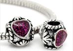 Pandora Style Enamel Purple Heart Beads
