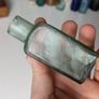 136 - Antique Sea Glass Cork Burst Top Inkwell Collectible Decorative Bottle Image 4