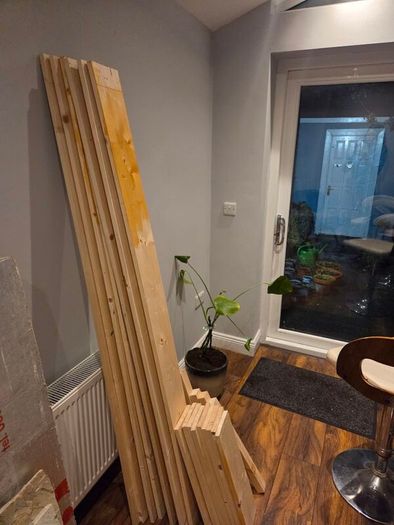 Bundle of pine timber for DIY projects