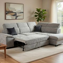 L shape corner sofa beds with storage underneath in stock