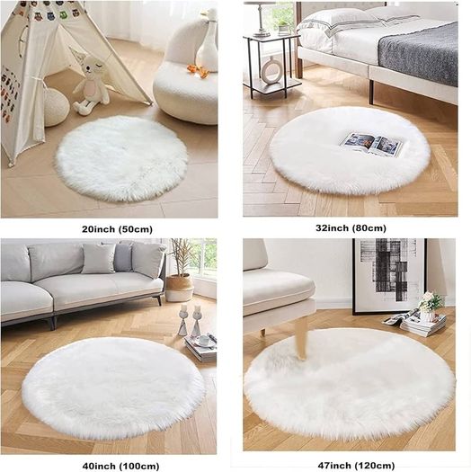 MULTIPLE SIZES AVAILABLE Round Shaggy Rugs Fluffy Fur Area Rug Round Carpet Bedroom Living Room Floor Mat, Camel/Diam 20 inch