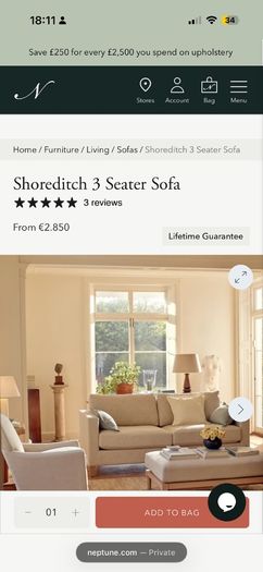 3 Seater Sofa Neptune