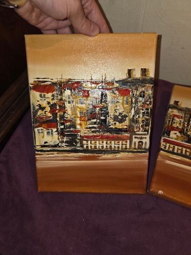 Matching Trio of Oil on Canvas paintings - Signed
