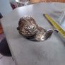 Rare find Vintage patinated modele dep t Brev Normalien italiana ashtray in shape of a walnut. Image 4