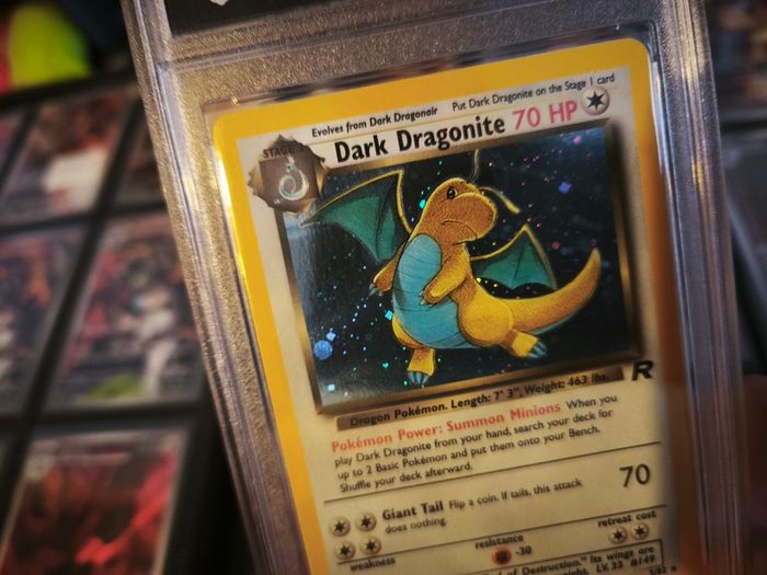 Dark Dragonite ! Holo Rare ! from Team Rocket Set ! CGS GRADED ! 7 Near Mint ! 2000 ! Vintage Pokemon Card ! PSA !
