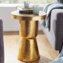 Side Table 43 x 59 x 43 cm  Gold  Decorative Oriental Round Designer Storage Table Metal Modern Side Table Slim Small Hammered Table Image 4